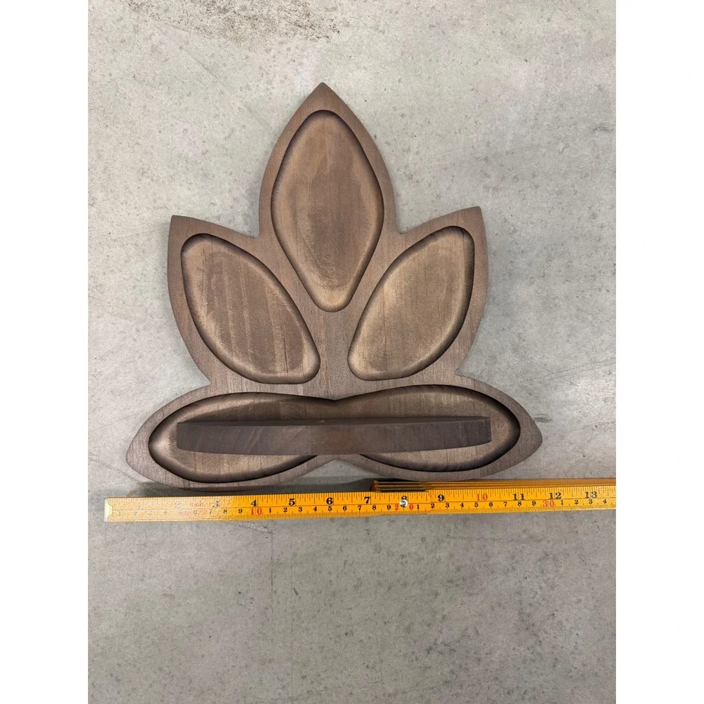 Lotus Flower Wood Wall Shelf Floating Crystal Display Boho Meditation Decor Brow